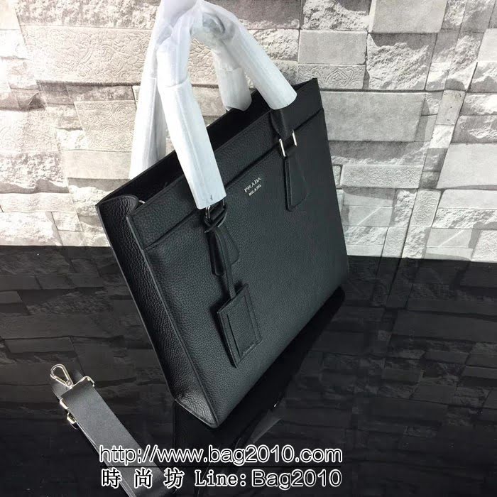 普拉達PRADA原單 最新款 2VG014-2F克色原版荔枝紋男士商務公事包 PHY1349